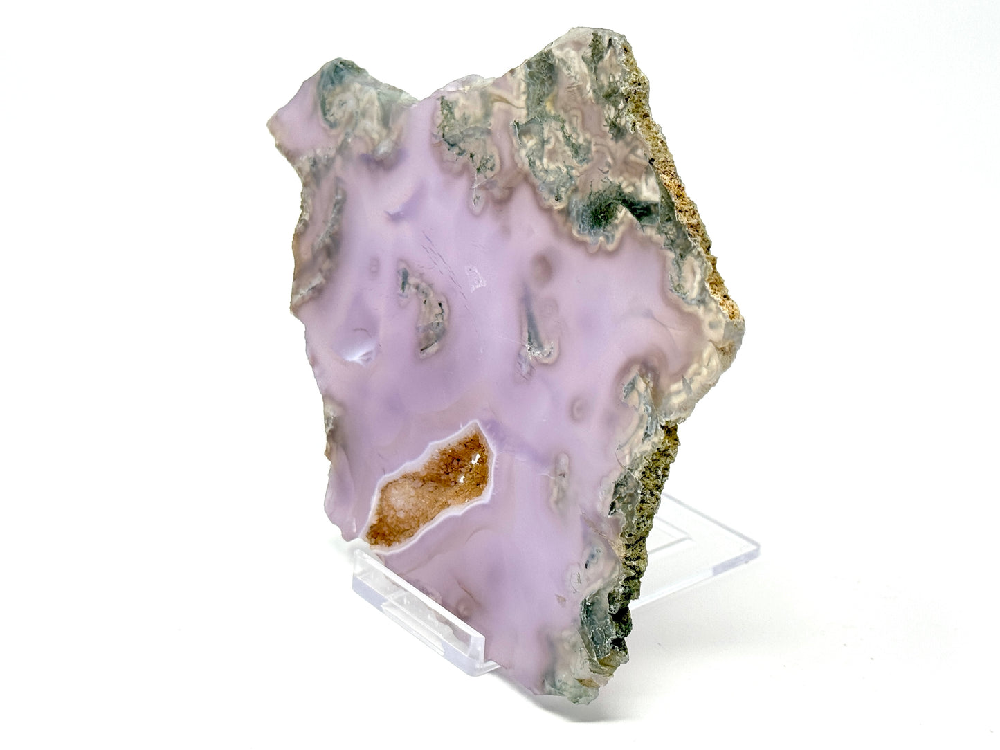 Druzy Purple Moss Agate Crystal Slice 14.1cm