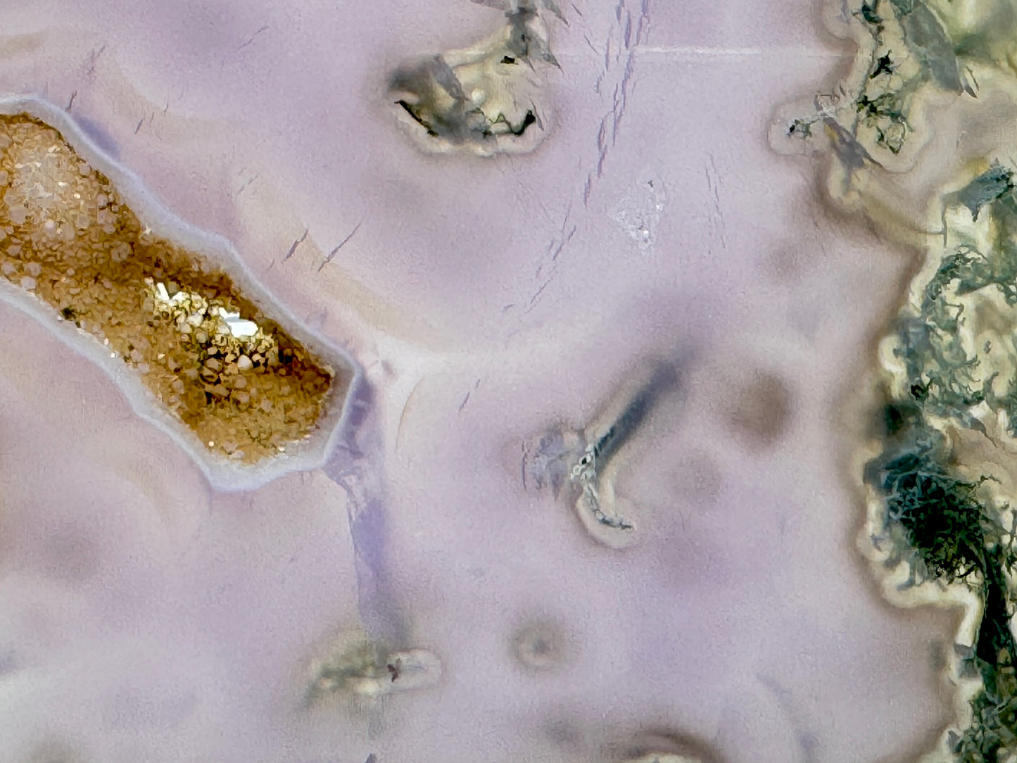 Druzy Purple Moss Agate Crystal Slice 14.1cm