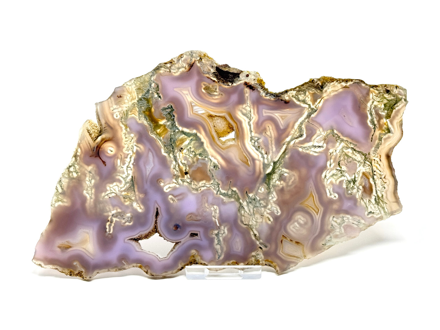 Large Druzy Purple Moss Agate Crystal Slice 22cm