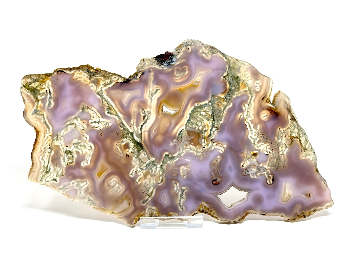 Large Druzy Purple Moss Agate Crystal Slice 22cm