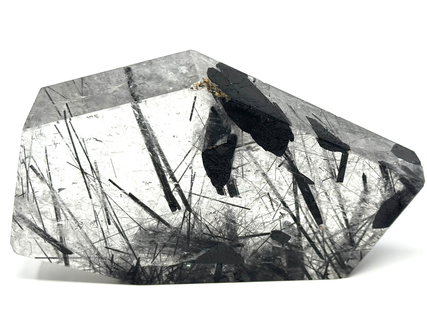 Large Faceted Quartz With Tourmaline Crystal 12.1cm