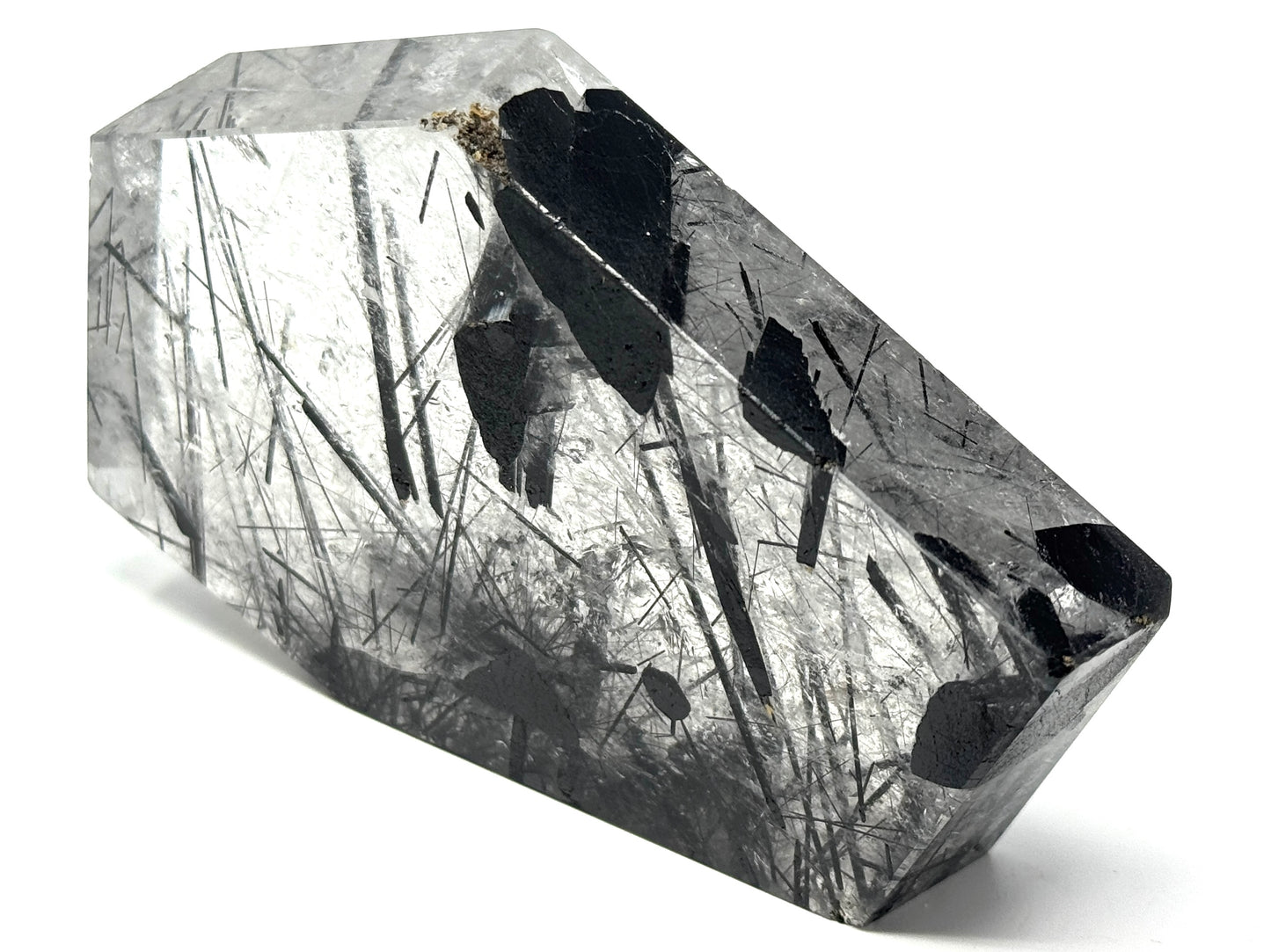 Large Faceted Quartz With Tourmaline Crystal 12.1cm