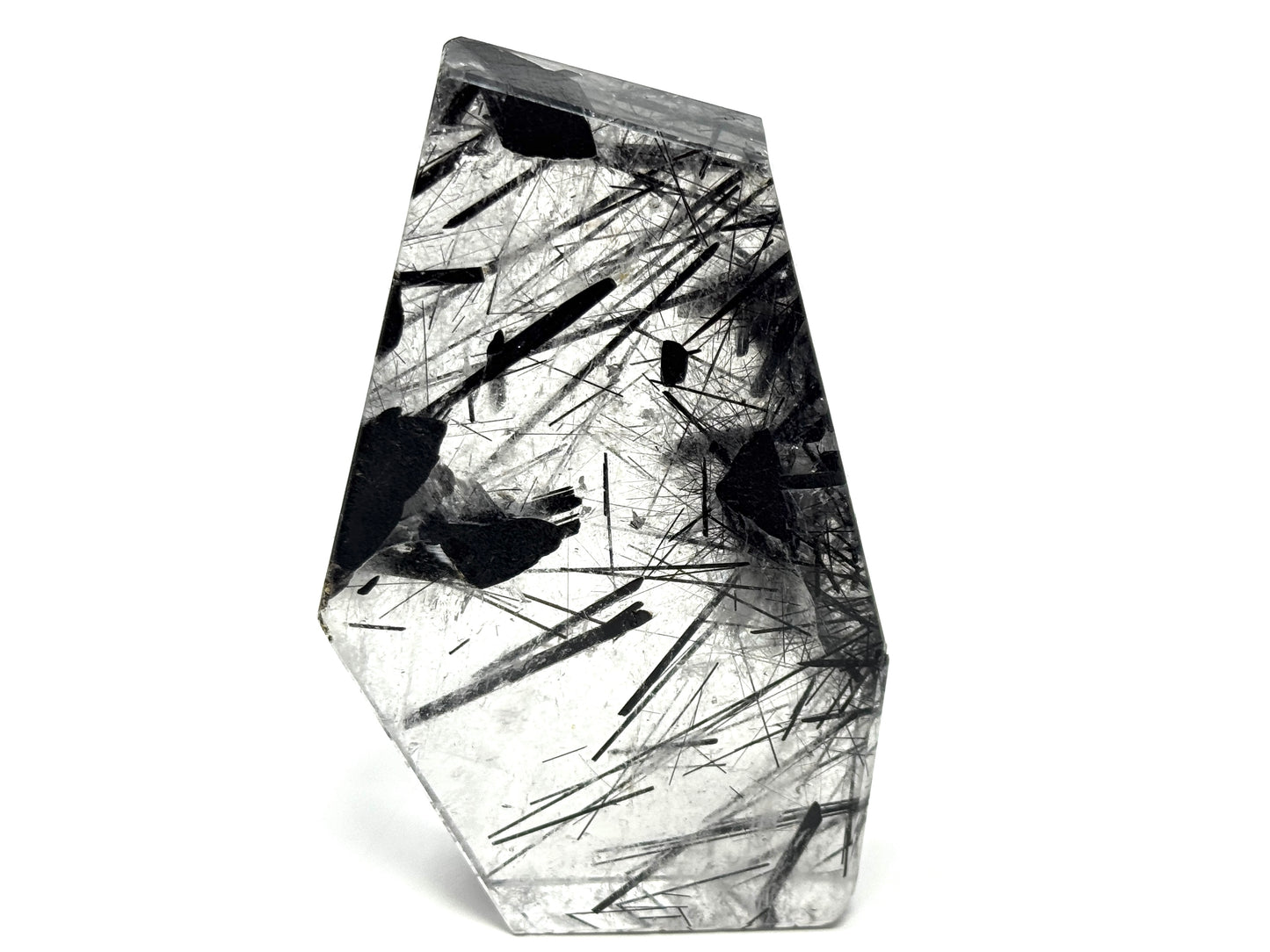 Large Faceted Quartz With Tourmaline Crystal 12.1cm