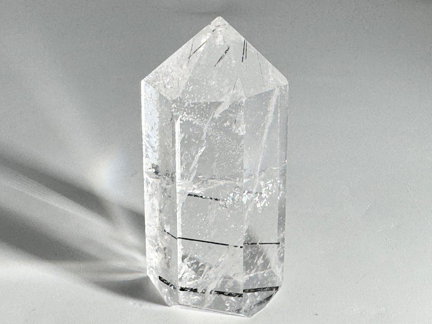Quartz With Tourmaline Crystal Point 6.4cm