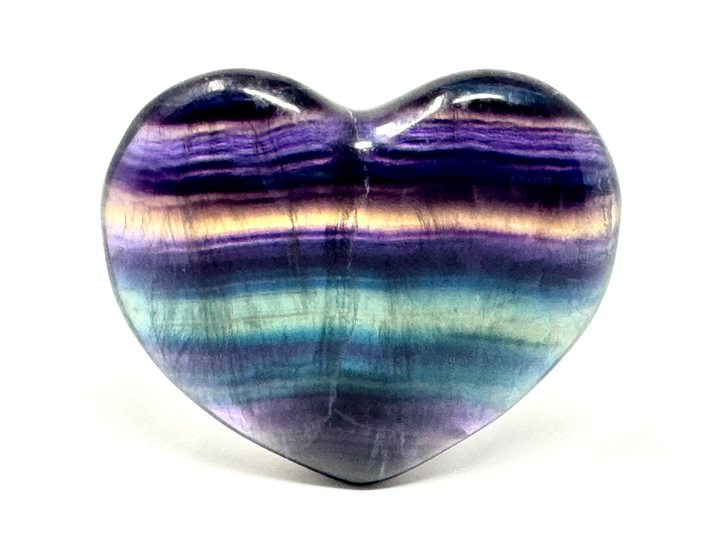 Large Rainbow Fluorite Crystal Heart 8.7cm