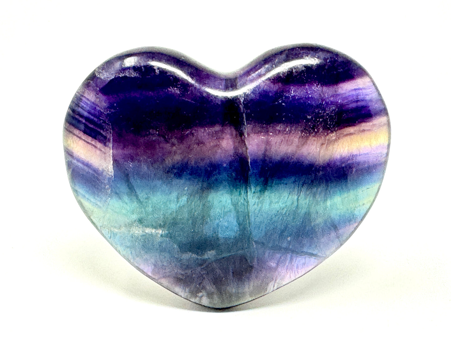 Large Rainbow Fluorite Crystal Heart 8.7cm