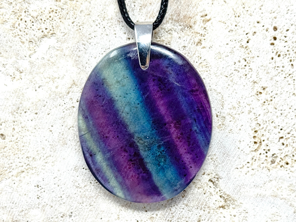 Rainbow Fluorite Pendant Oval 4.1cm