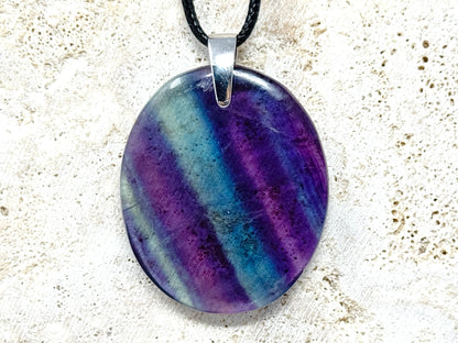Rainbow Fluorite Pendant Oval 4.1cm