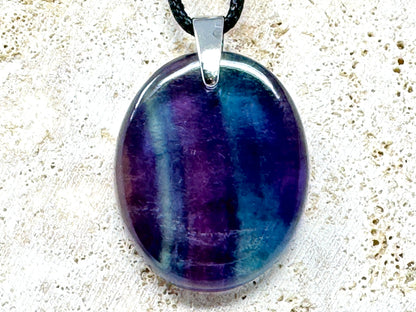 Rainbow Fluorite Pendant Oval 3.3cm