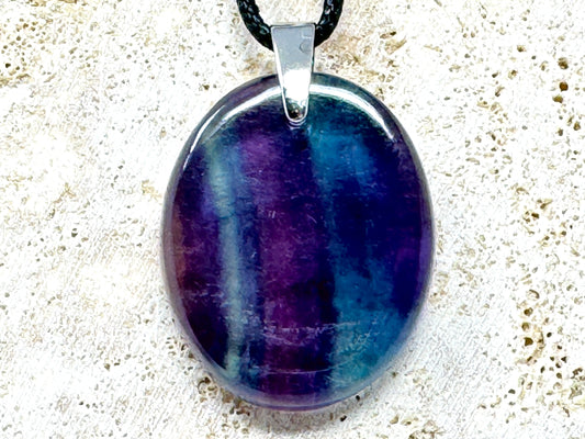 Rainbow Fluorite Pendant Oval 3.3cm