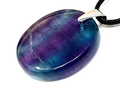 Rainbow Fluorite Pendant Oval 3.3cm