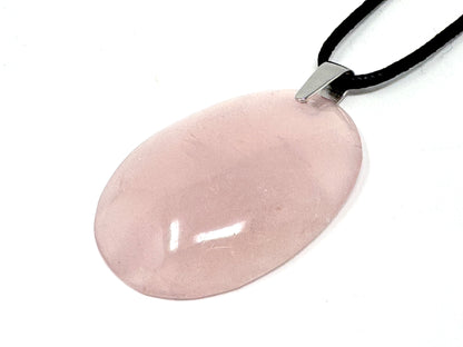 Large Rose Quartz Pendant Oval 4.6cm