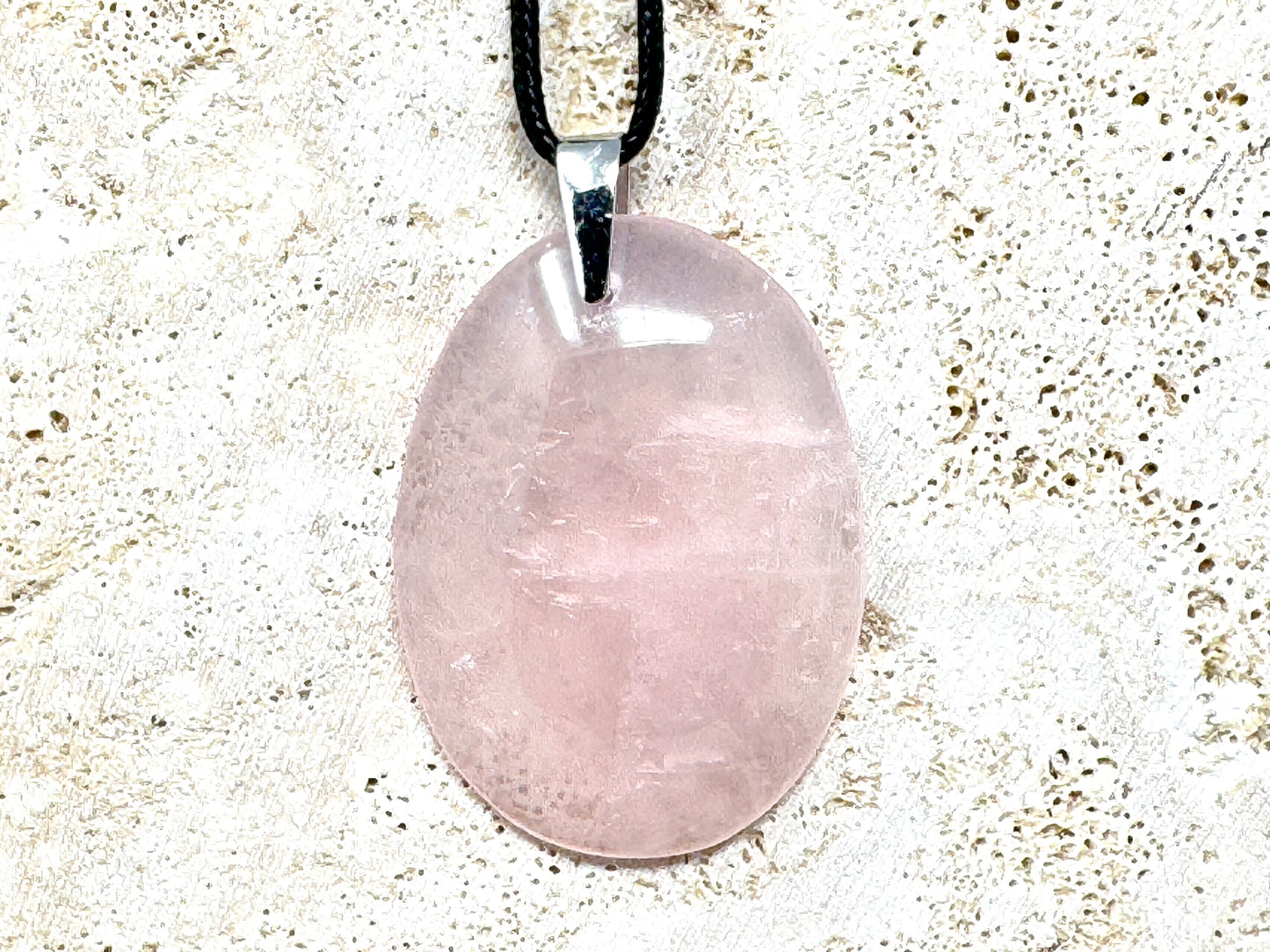 Large Rose Quartz Pendant Oval 4.6cm