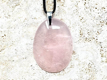Large Rose Quartz Pendant Oval 4.6cm