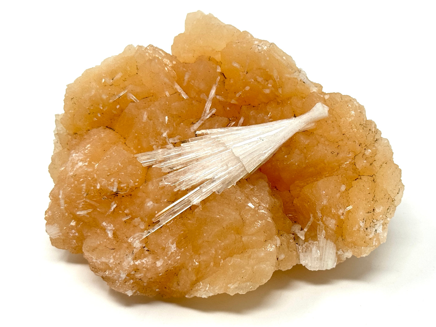 Natural Zeolite Crystal Scolecite on Stilbite 10.3cm