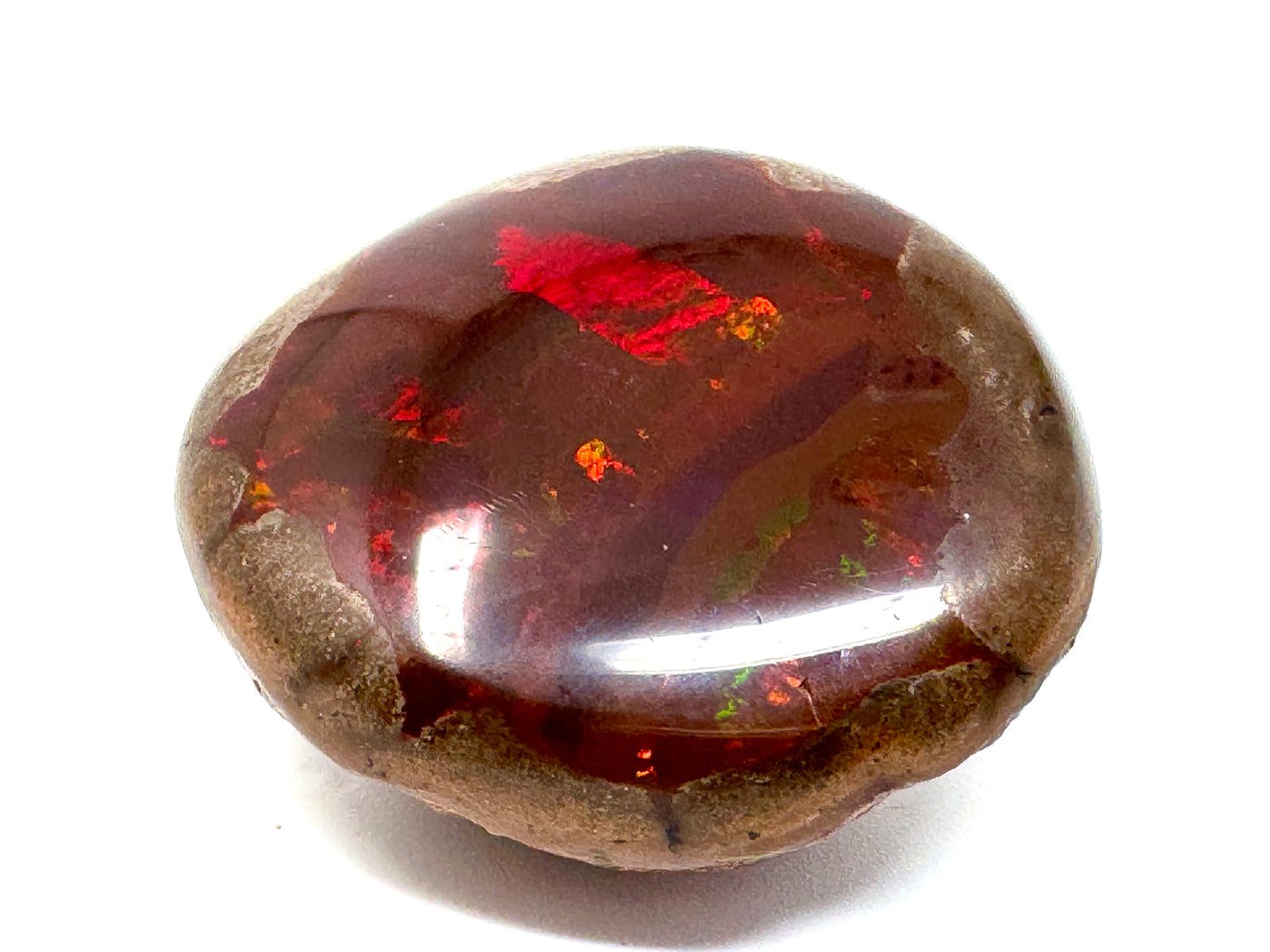 Large ethiopian Shewa Opal: Polished Chocolate Opal Gemstone 17.21 grams