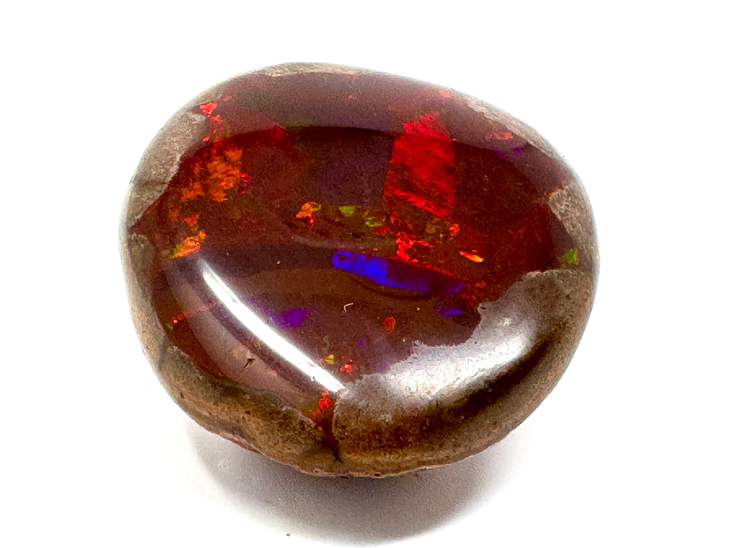 Large ethiopian Shewa Opal: Polished Chocolate Opal Gemstone 17.21 grams