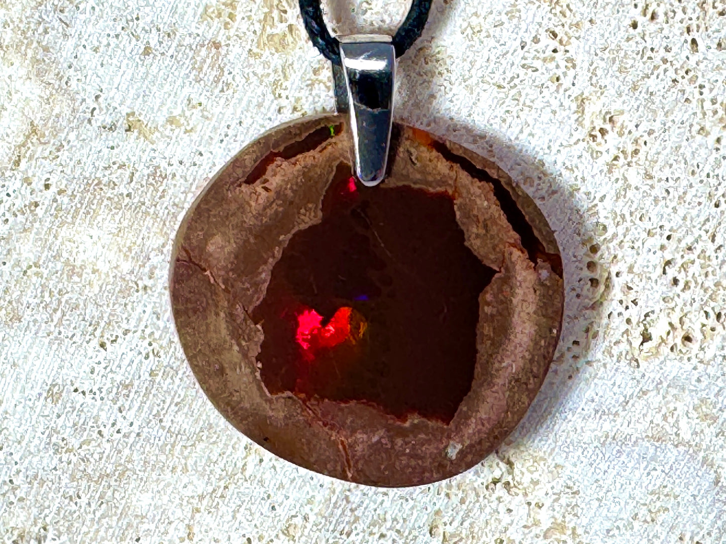 Ethiopian Shewa Chocolate Opal Pendant Oval 2.7cm