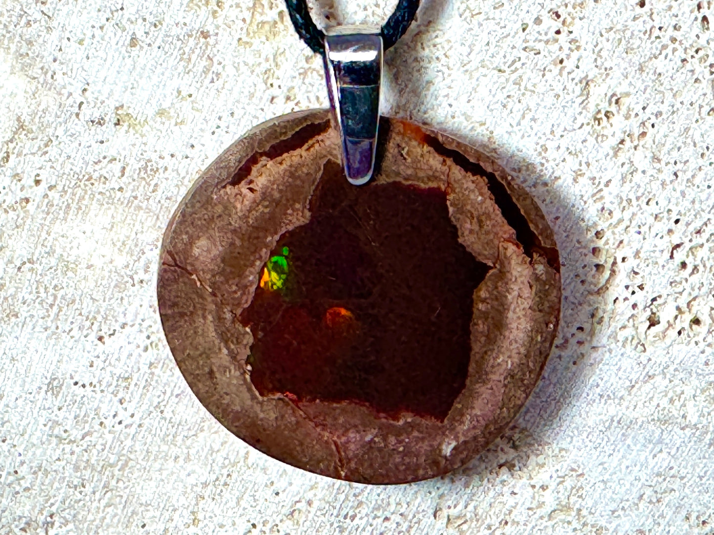 Ethiopian Shewa Chocolate Opal Pendant Oval 2.7cm