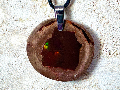 Ethiopian Shewa Chocolate Opal Pendant Oval 2.7cm