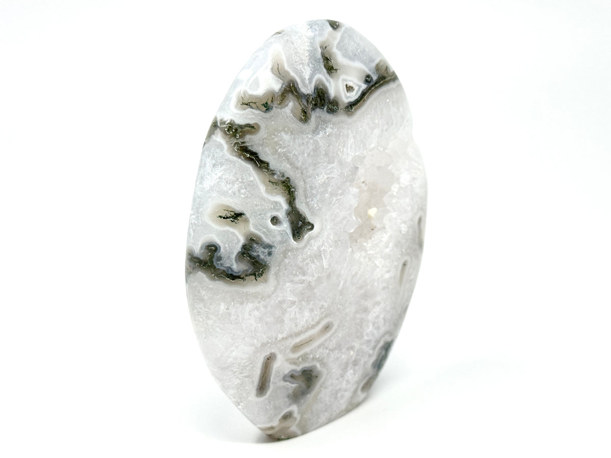 Druzy Moss Agate Crystal Freeform 10.5cm