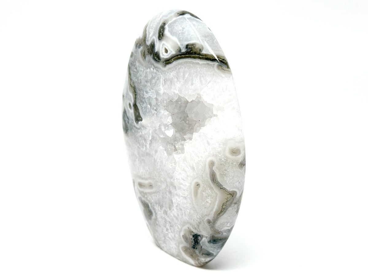 Druzy Moss Agate Crystal Freeform 10.5cm