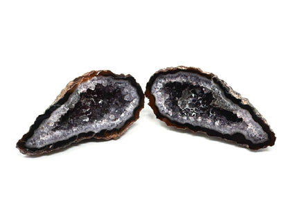 Natural Warring States Agate Geode Pair With Druzy Crystals 5.8cm