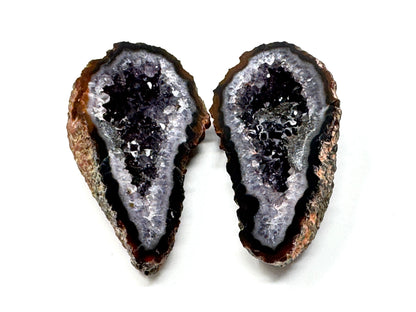 Natural Warring States Agate Geode Pair With Druzy Crystals 5.8cm