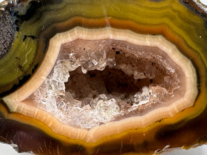 Natural Warring States Agate Geode Pair With Druzy Crystals 3.8cm