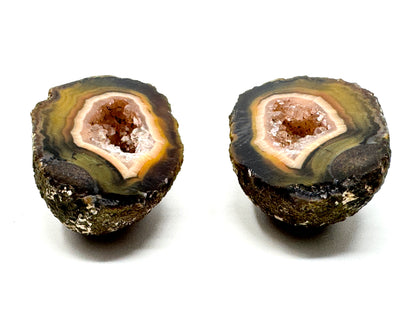 Natural Warring States Agate Geode Pair With Druzy Crystals 3.8cm