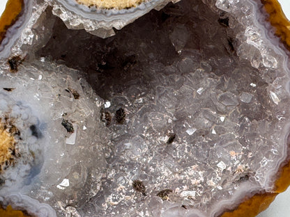 Natural Warring States Agate Geode Pair With Druzy Crystals 3.9cm