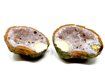 Natural Warring States Agate Geode Pair With Druzy Crystals 3.9cm
