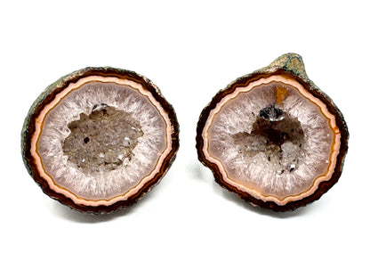 Natural Warring States Agate Geode Pair With Druzy Crystals 3.7cm