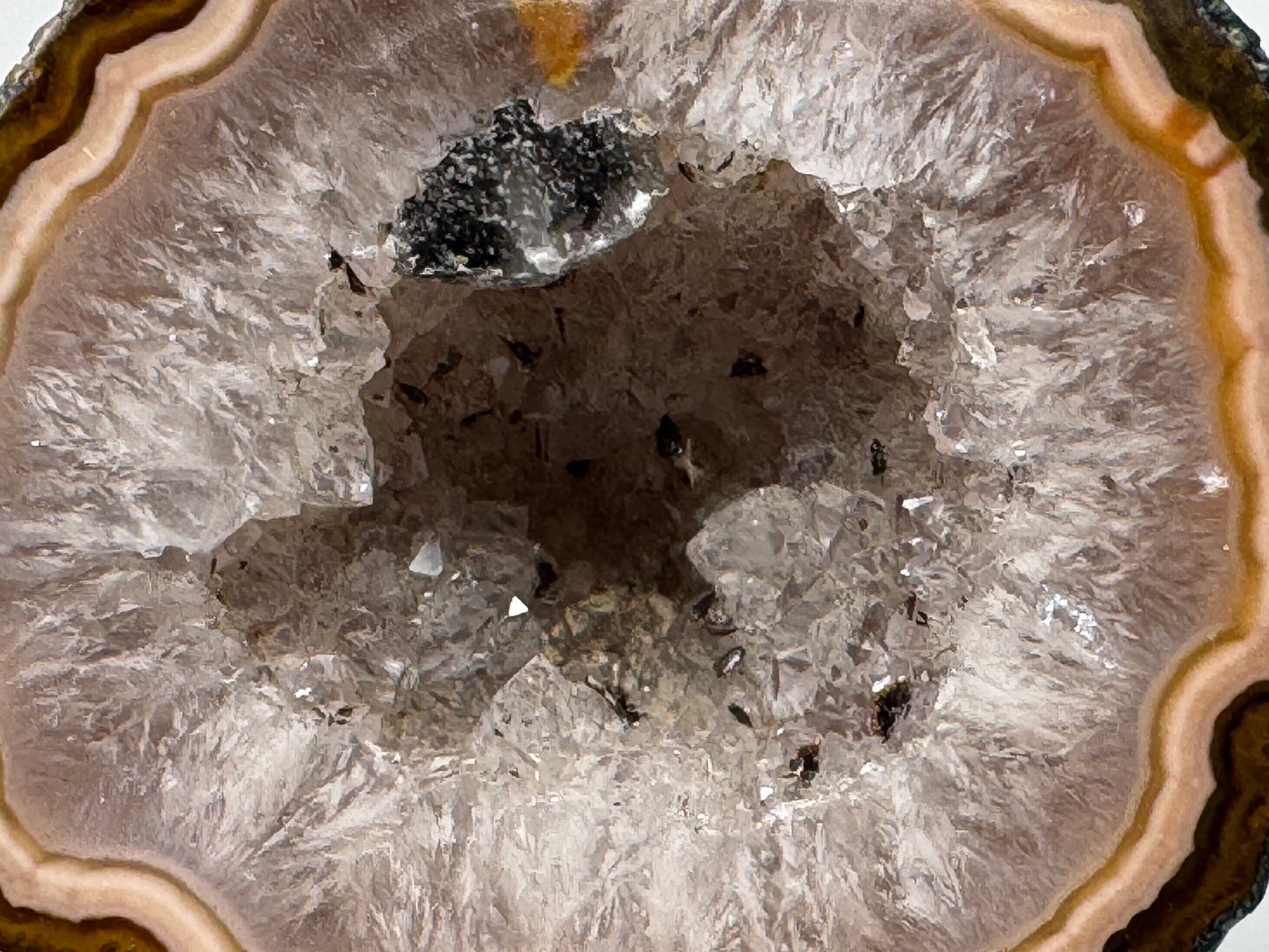 Natural Warring States Agate Geode Pair With Druzy Crystals 3.7cm