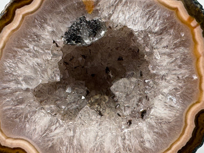 Natural Warring States Agate Geode Pair With Druzy Crystals 3.7cm