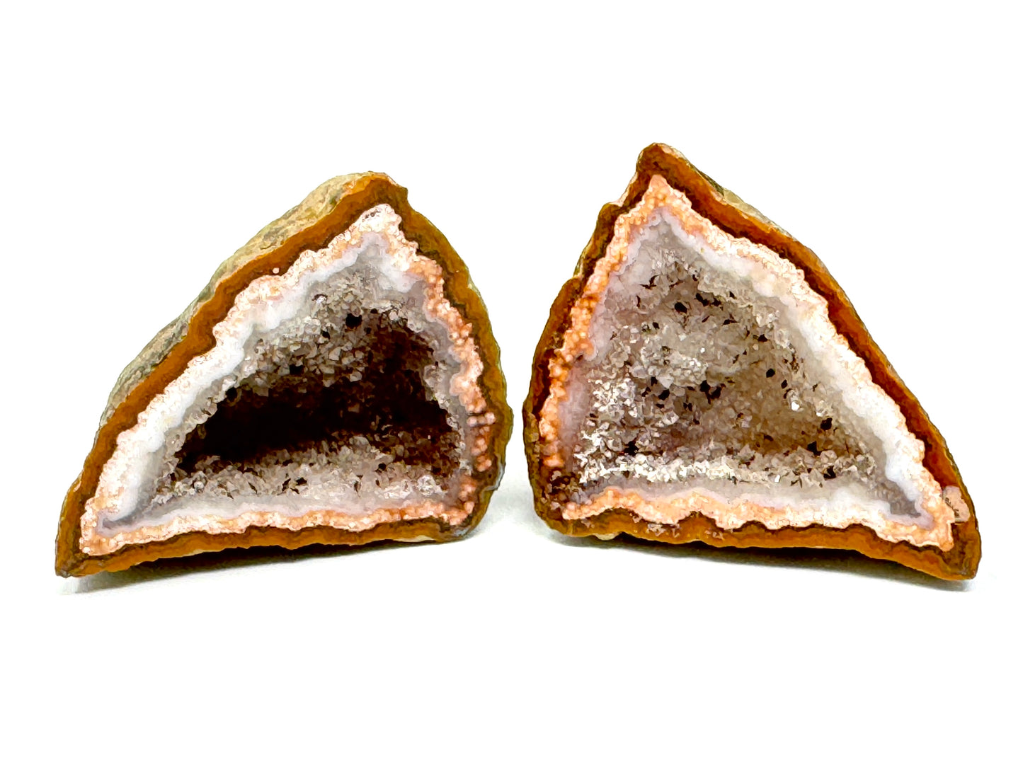 Natural Warring States Agate Geode Pair With Druzy Crystals 4.1cm