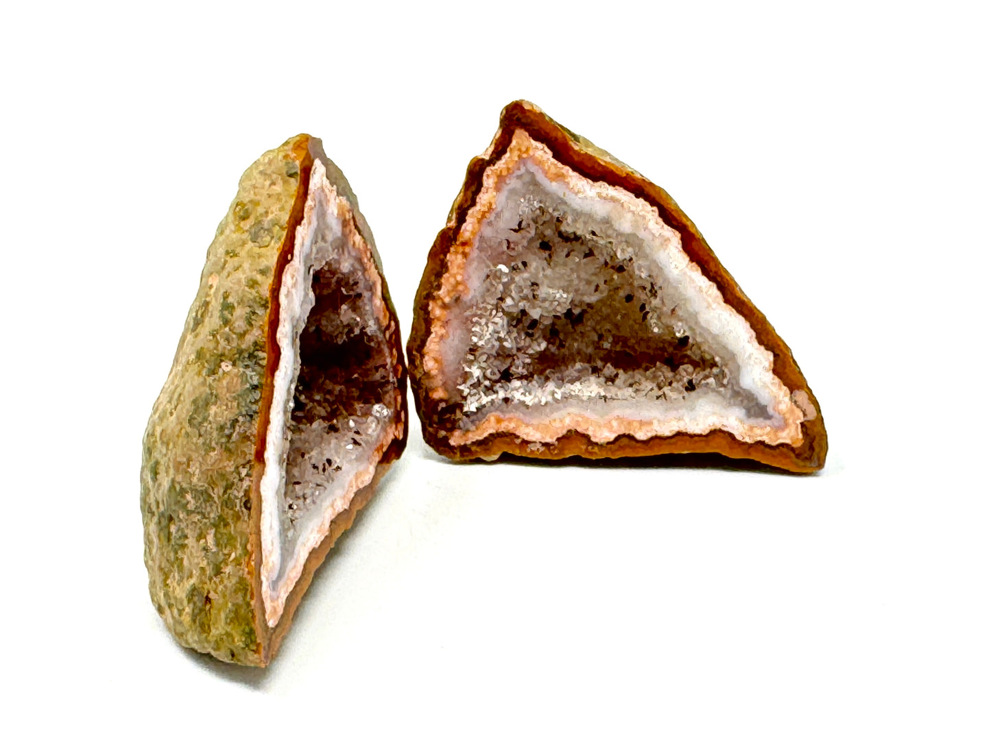 Natural Warring States Agate Geode Pair With Druzy Crystals 4.1cm
