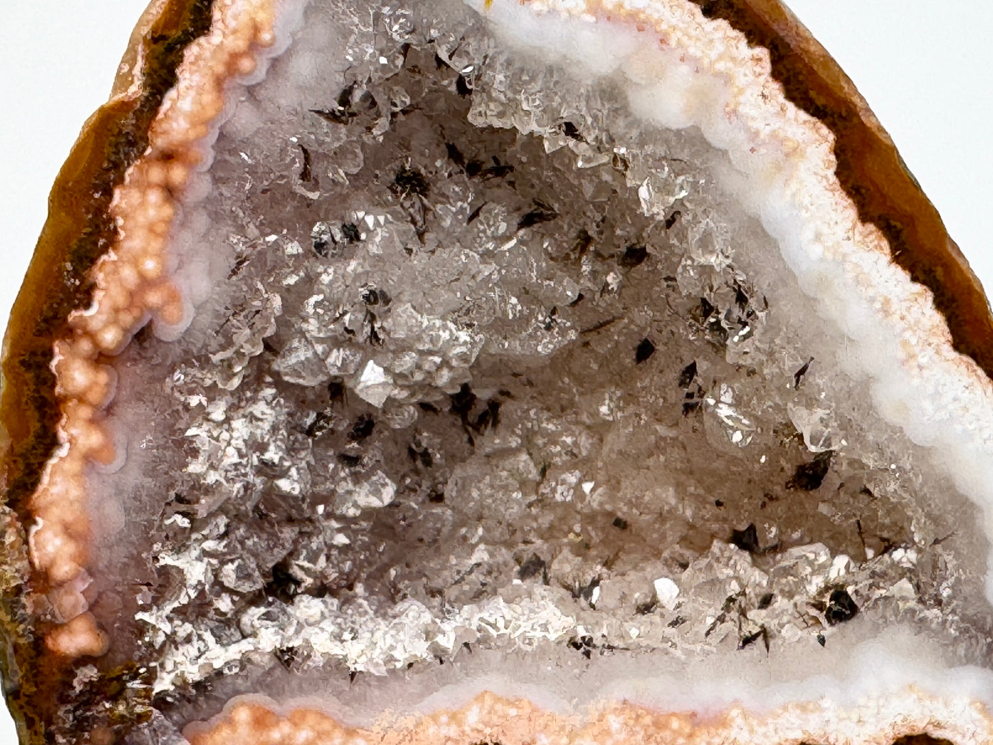 Natural Warring States Agate Geode Pair With Druzy Crystals 4.1cm