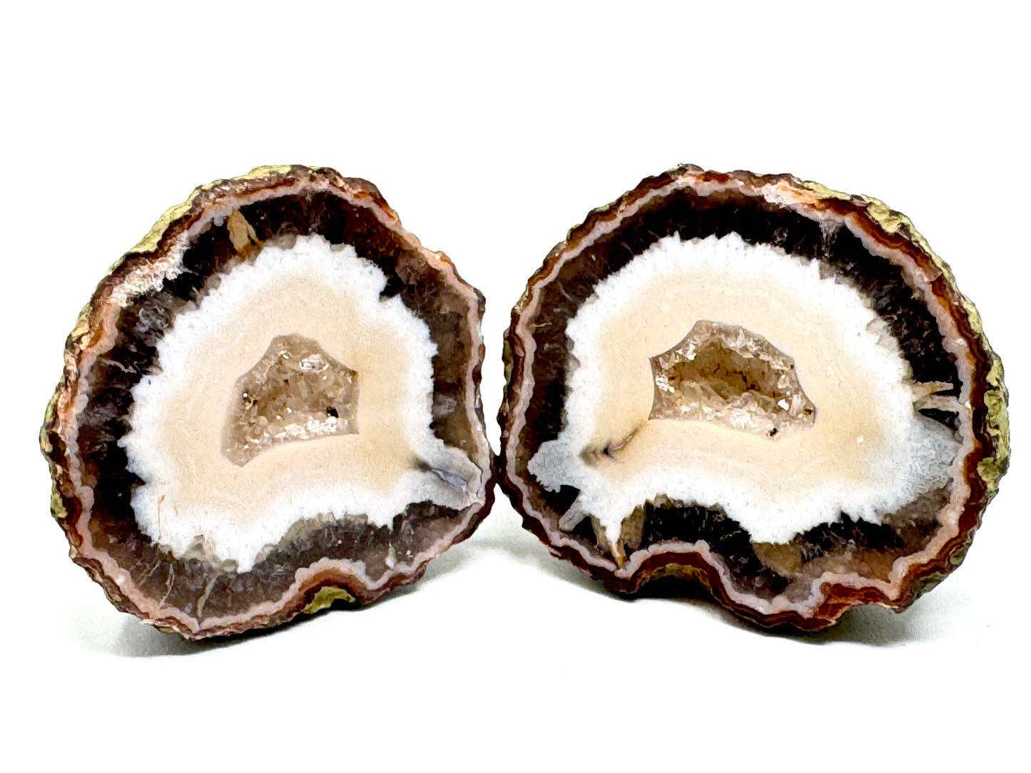 Natural Warring States Agate Geode Pair With Druzy Crystals 3.9cm