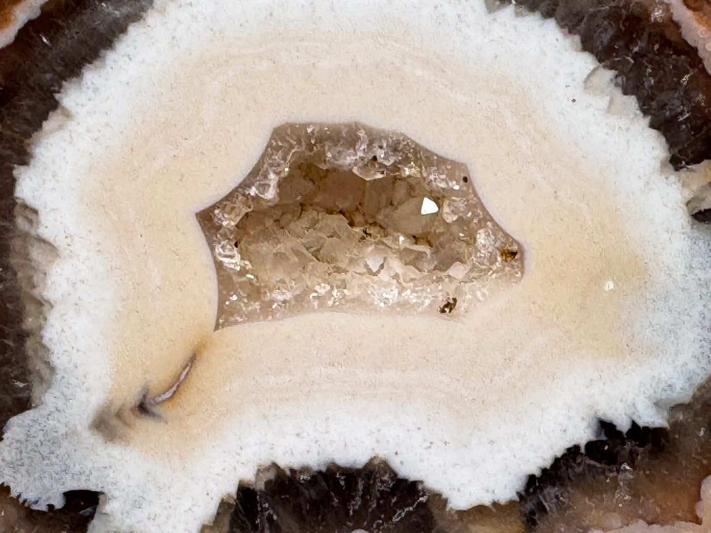 Natural Warring States Agate Geode Pair With Druzy Crystals 3.9cm