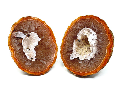 Natural Warring States Agate Geode Pair With Druzy Crystals 4.3cm