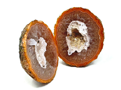 Natural Warring States Agate Geode Pair With Druzy Crystals 4.3cm