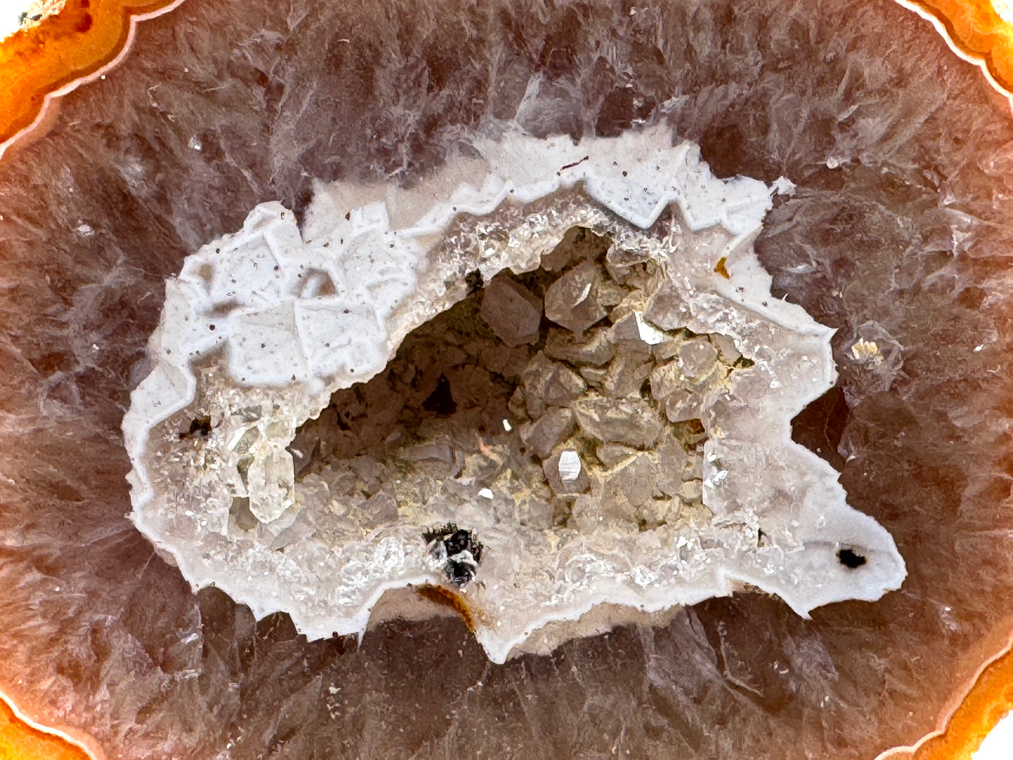 Natural Warring States Agate Geode Pair With Druzy Crystals 4.3cm