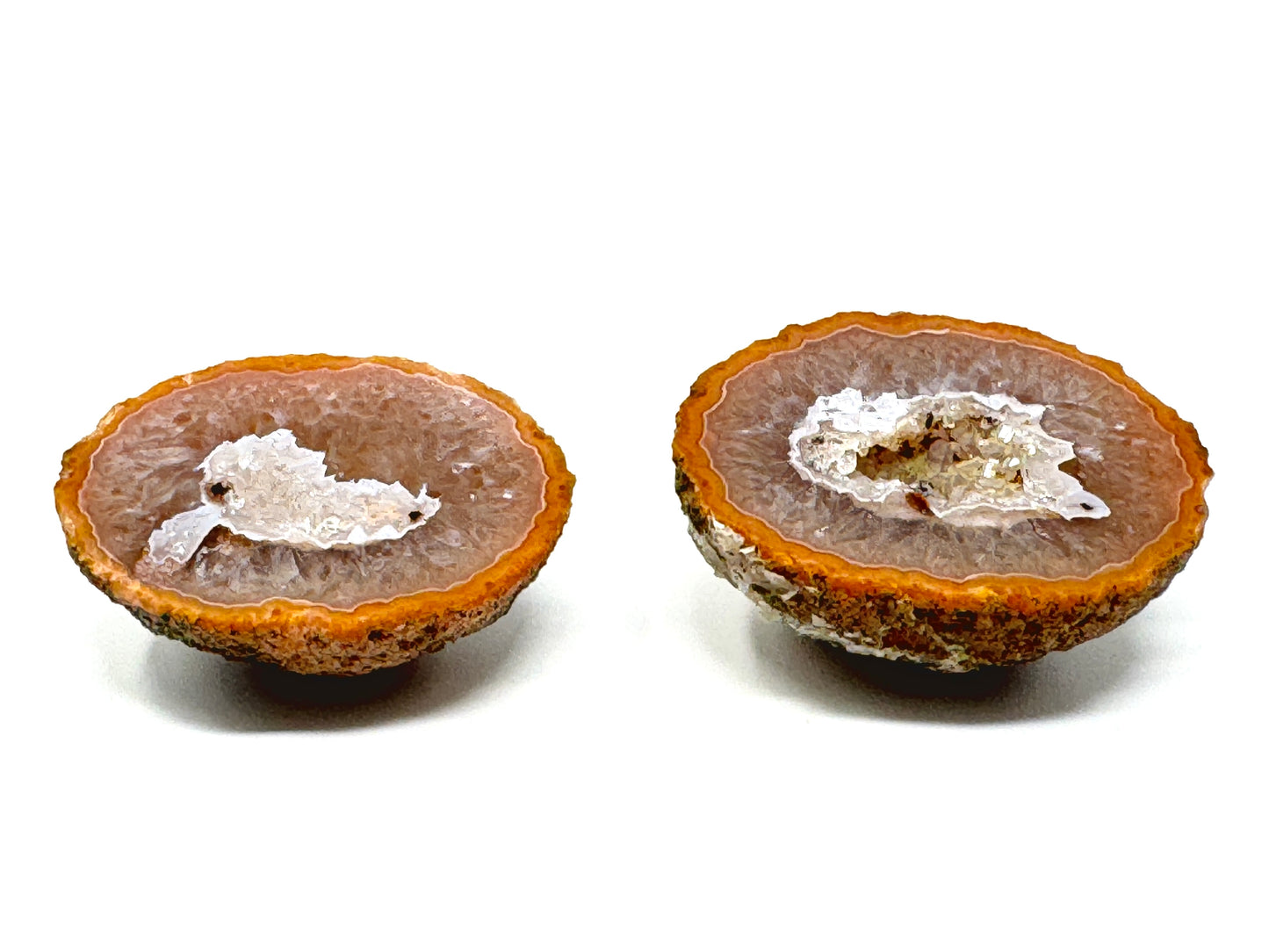 Natural Warring States Agate Geode Pair With Druzy Crystals 4.3cm