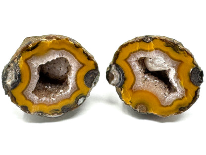 Natural Warring States Agate Geode Pair With Druzy Crystals 3.2cm