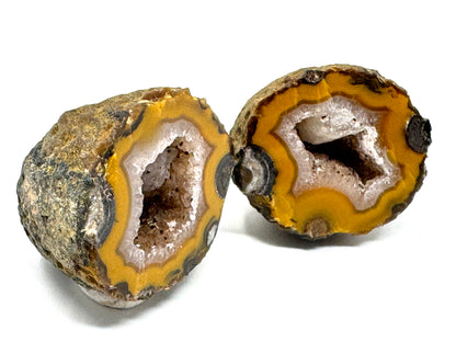 Natural Warring States Agate Geode Pair With Druzy Crystals 3.2cm