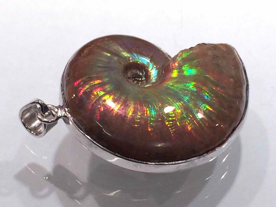 iridescent ammonite pendant