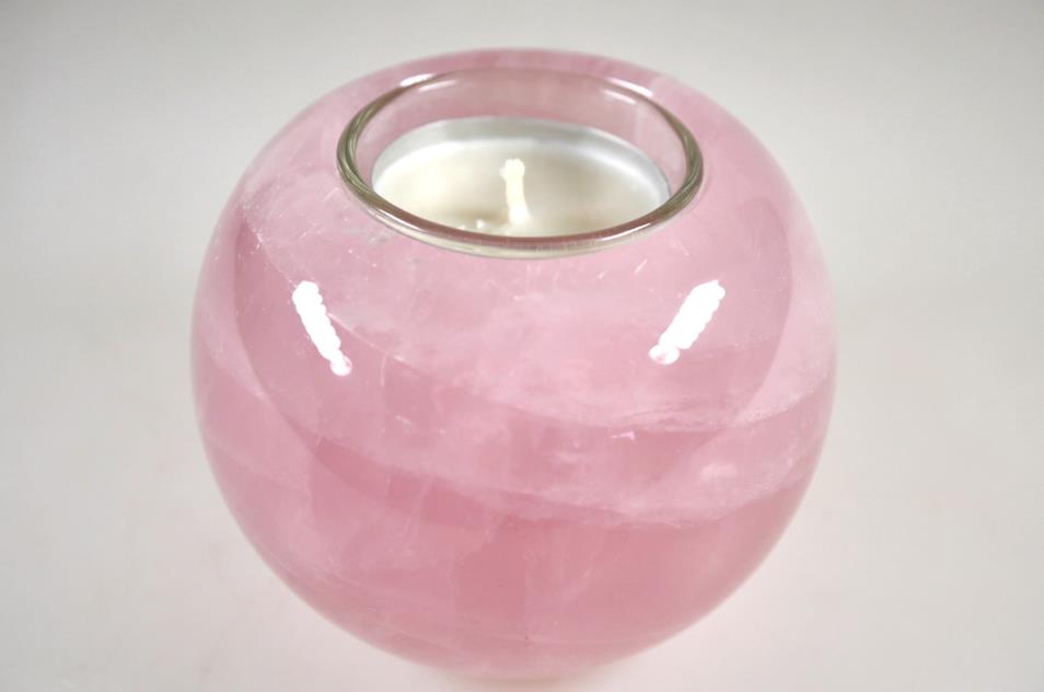Rose Quartz Candle Holder 8.9cm | Image 1