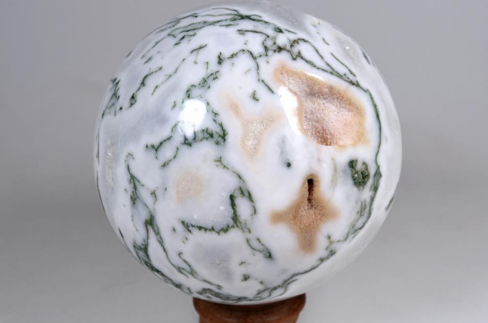 Druzy Moss Agate Sphere 8.4cm | Image 1