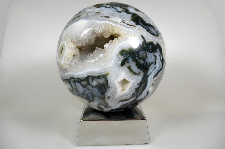 Druzy Moss Agate Sphere 15.2cm | Image 1